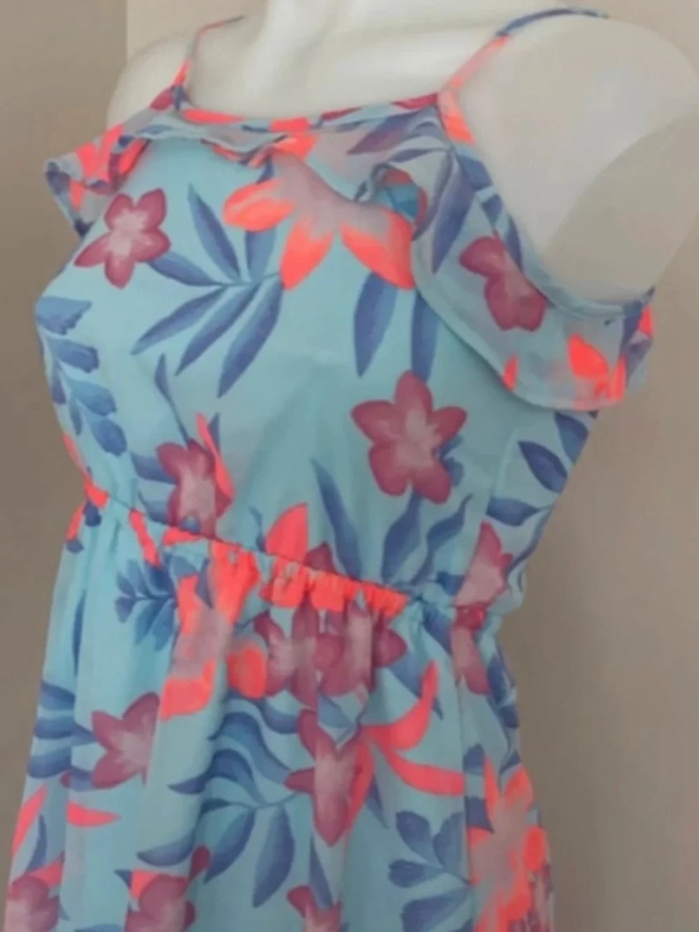 The Children's Place Girl's Cold Shoulder Summer Floral Dress, Large 10/12 - Picture 4 of 16
